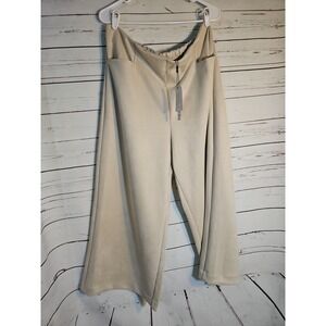 T Tahari Faux Leather NATURAL Beige Wide Leg Pants Size XL